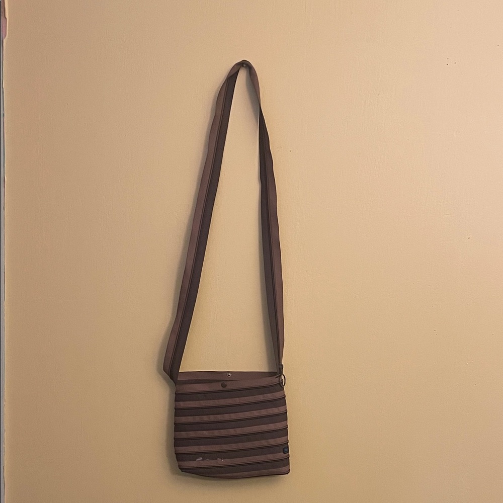 Brown Striped Crossbody Bag